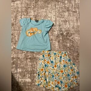 Rare Too! Kids Blue Floral Western Top and Skort Matching Set size 6X
